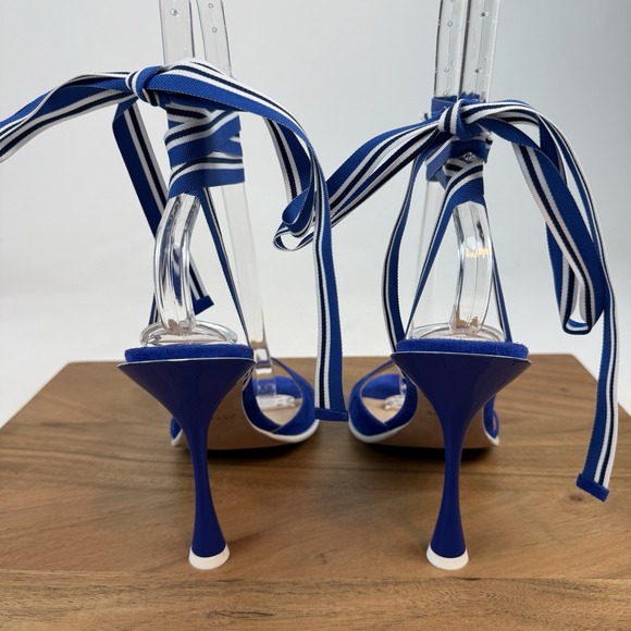 New NWOB Womens Betzabe Norma Suede Blue Open Toe Pumps Heels Size 39.5 - Picture 6 of 9